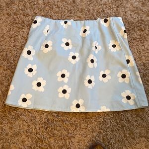 blue flower mini skirt